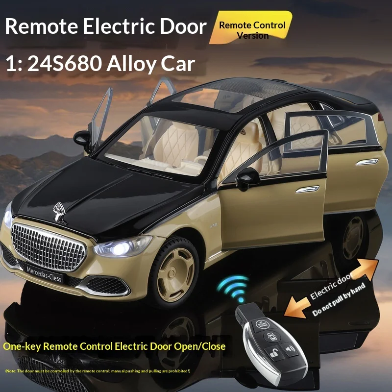 1:24 Alloy Remote Control Car Model Electric Door Sound Light Effect Four Wheel Shock Absorbers Pull Back Toy For Kids