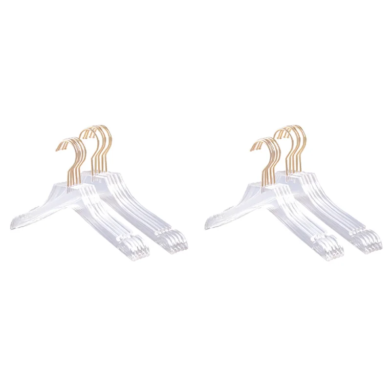 

20 Pcs Clear Acrylic Clothes Hanger With Gold Hook, Transparent Shirts Dress Hanger With Notches For Lady Kids S-B09B