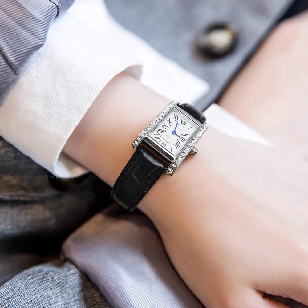 ساعة نسائية مدمجة فاخرة، تصميم بسيط كاجوال عصري للعمل مع مربع صغير مرصع بالألماس، ساعة للسيدات للطلاب، مقاومة للماء، ساعة يد أنيقة وأنيقة للفتيات الصغيرات، خيار من أفضل إكسسوارات العلامات التجارية #3