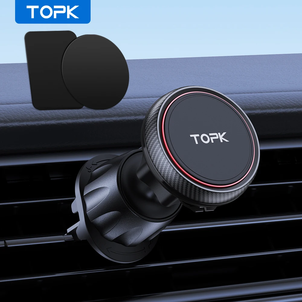TOPK For MagneticCarPhoneMount inCarPhoneHolder Air Vent Magnetic,6 N52 Magnets Universal Mobile Phone Holders for iPhone 17
