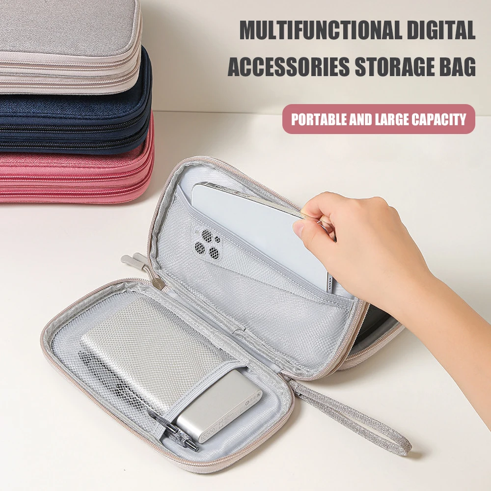 New Travel Organizer Bag Cable Storage Organizers Pouch Carry Case Portable Waterproof Double Layers Storage Bags For Cable Cord - Image 3
