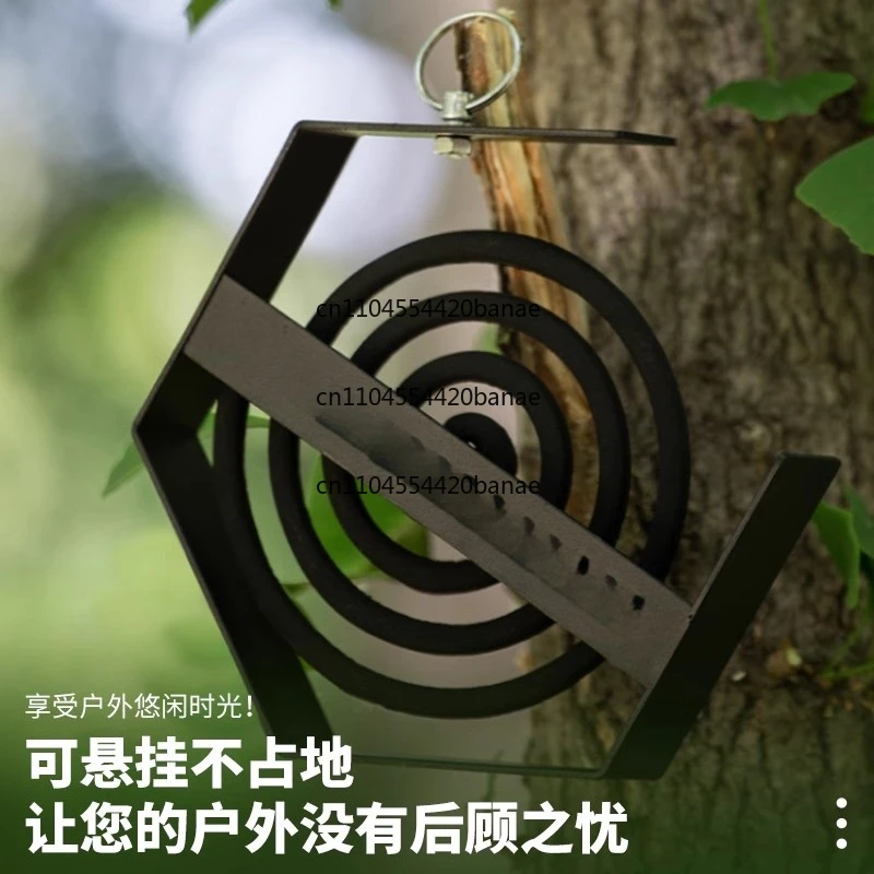 Wrought iron mosquito coil rack outdoor camping hanging anti-scalding hexagonal sandalwood bracket mosquito coil plate