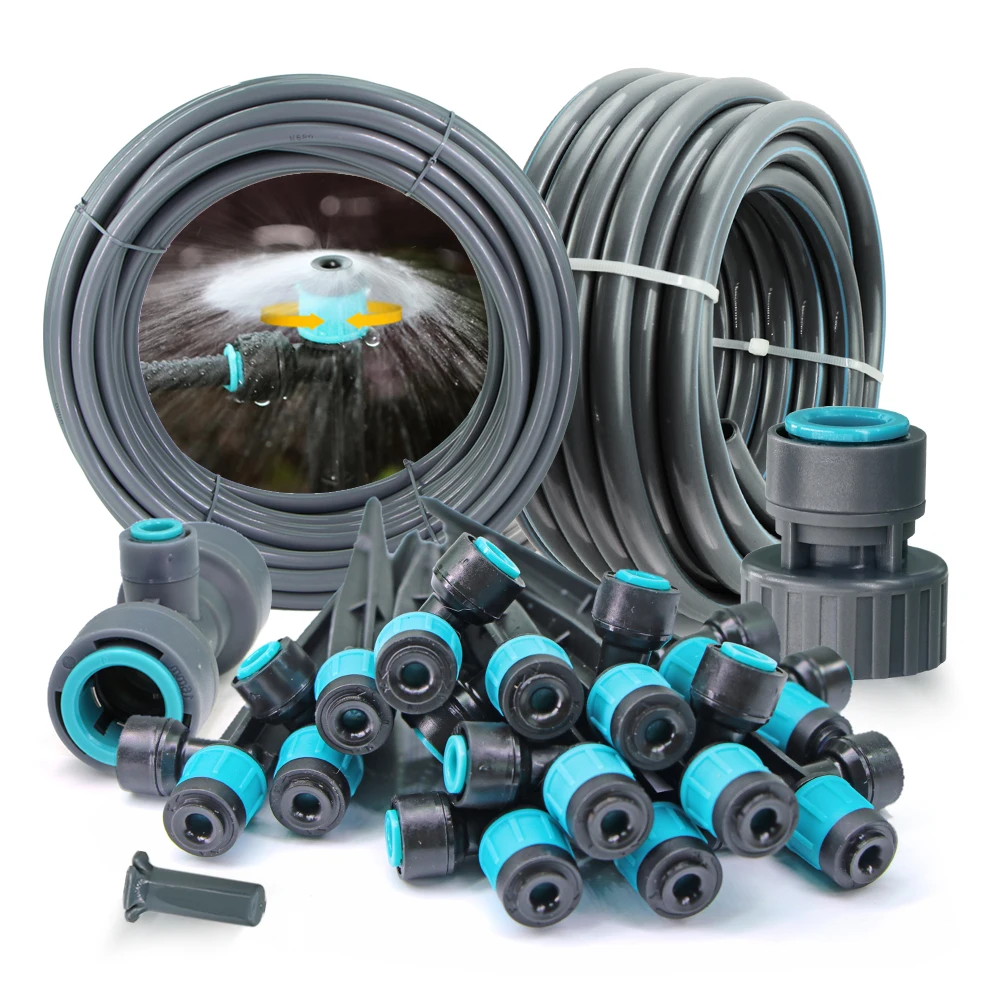 

3/8" Bubbler Garden Irrigation Watering System 9/12mm PE Hose 360° Adjustable Sprinkler Tee Quick Connect Drip Watering Sprayers