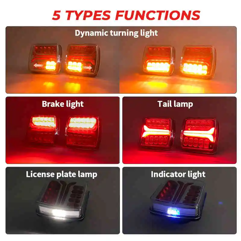 12V 24V Wireless Magnetic LED Trailer Tail Light Truck Rear Light Signal Warning Brake Light For Caravans Campers Lorry Caravan