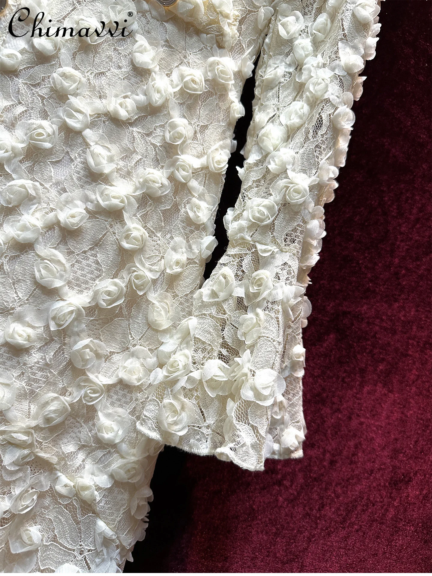 French Elegant Heavy Disc Flower Square Collar Horn Long Sleeve Retro Princess Dress High-end Fashion Lace Long Dress Autumn New