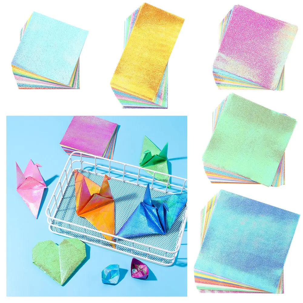 50 Sheets Single-sided Glittering Origami Paper Mixed Shining Color Square Folding Papers Scrapbooking Decor DIY Accessories