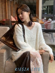 Kiesza lyte Fashion street 2024 Autumn Winter Loose Korean Style Pullover purple Sweater Women Soft Plush Lazy oversized