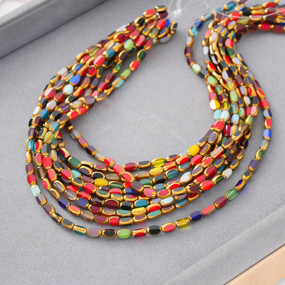 50 Stück/Lot 4x6mm Briolette ovale Glasperlen, lose Kristall-Abstandshalterperlen, Trennperlen für DIY-Armbänder und Schmuckherstellung – Detail 5