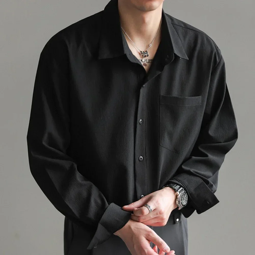 

Casual Outings Mens Long Sleeve Shirt Spring Autumn Shirt Loose Fit Long Sleeve Shirt Shirt 3XL Black Regular Length