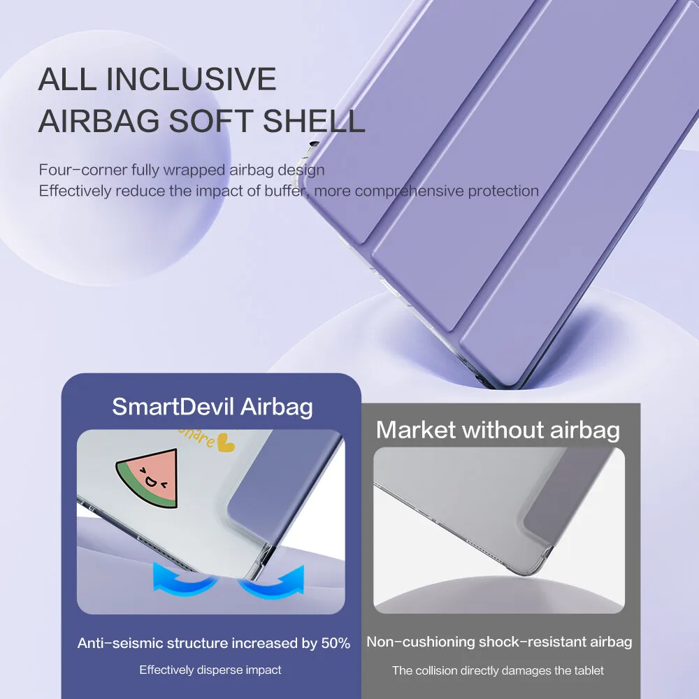 Smartdevil para xiaomi mi almofada 5 caso macio sílica inteligente capa para mi almofada 5 pro com suporte de lápis protetor de tela de vidro temperado