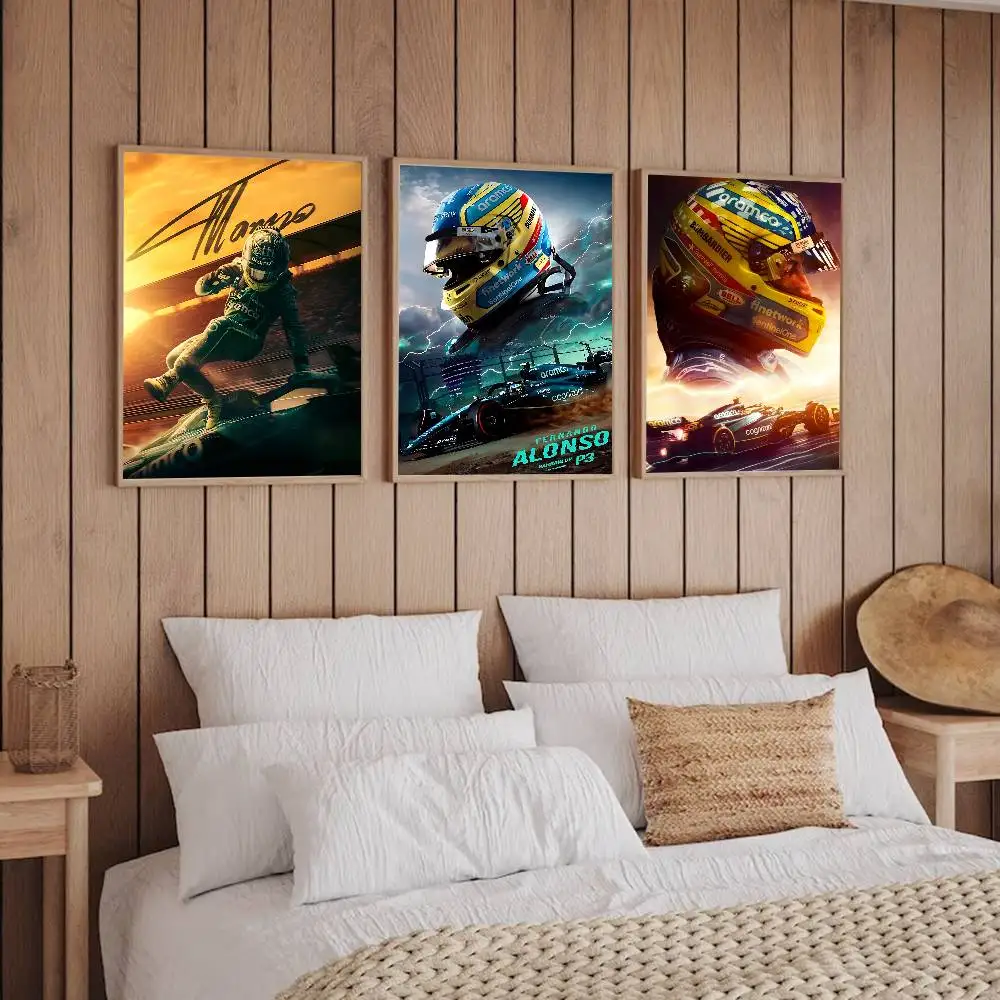 لاعبي الرياضة التنافسية الكلاسيكية فرناندو ألونسو أنيمي الملصقات لزجة ورق أبيض ملصق DIY غرفة بار مقهى Kawaii غرفة ديكور #5