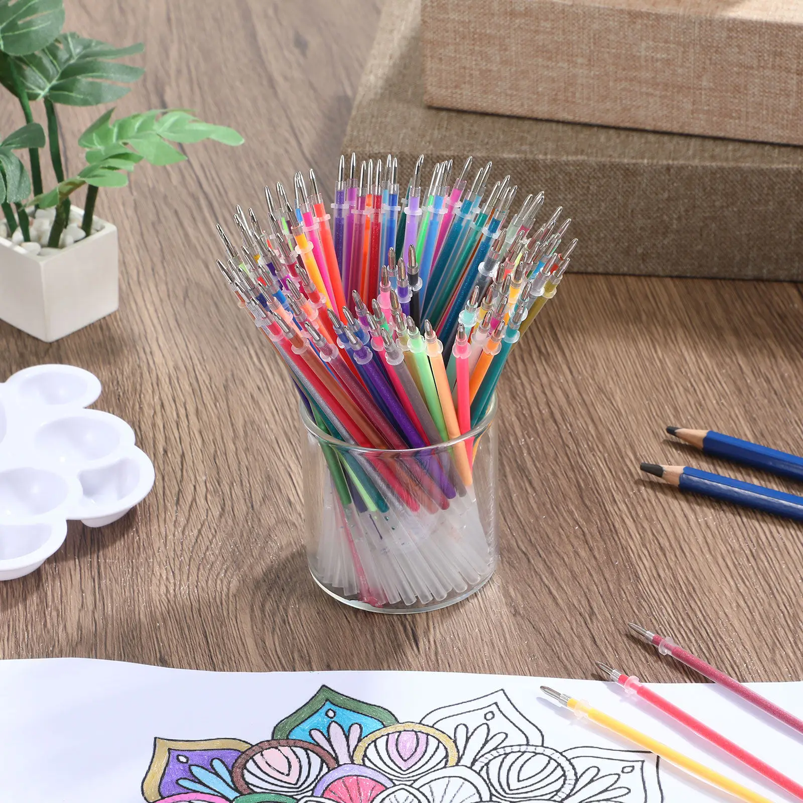 

100Pcs Glitter Pen Refills Plastic Refill Replacements Smooth Writing Gel Ink Pen Office Supplies Glitter Pens for Adults