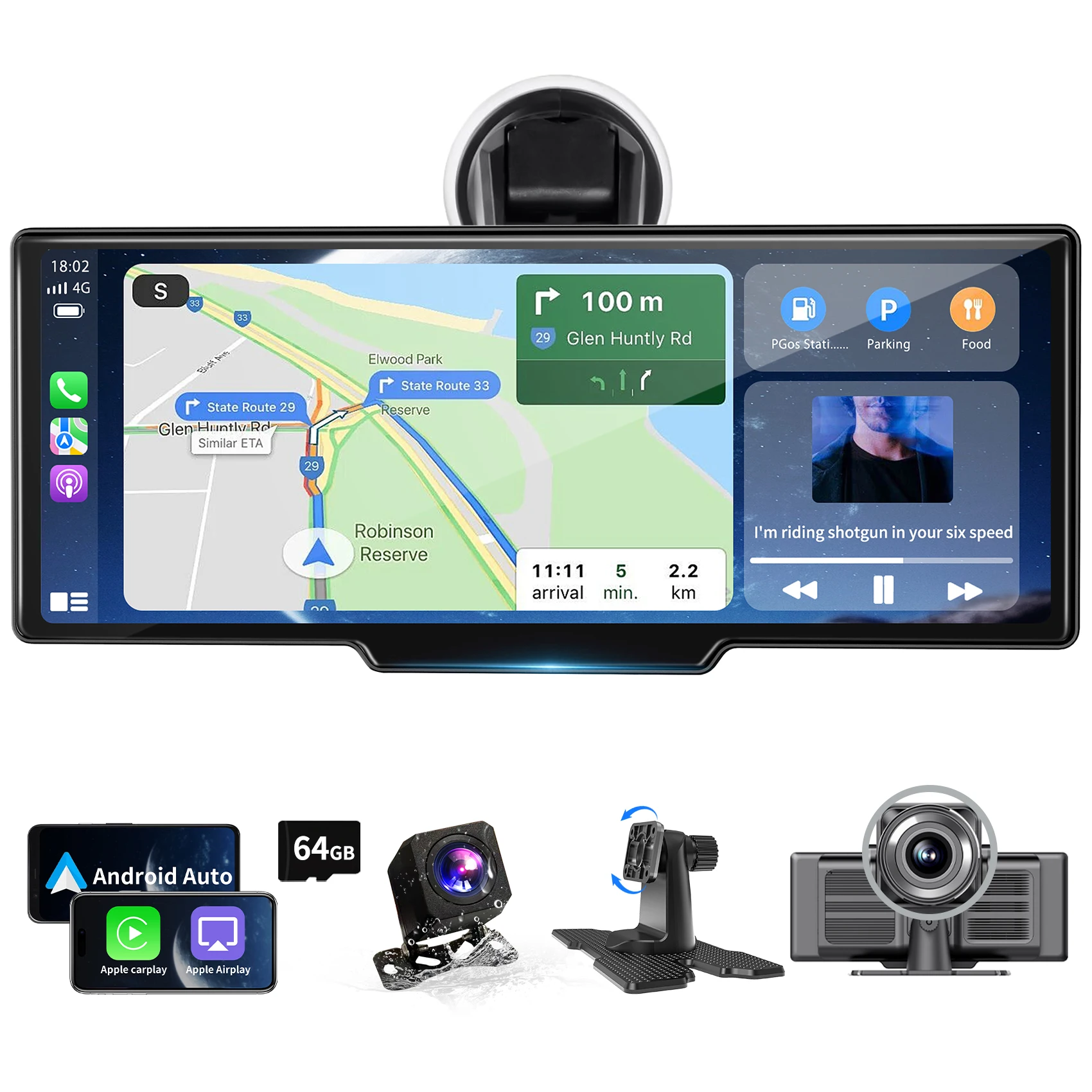 

Wireless CarPlay Screen,Apple CarPlay & Android Auto,Portable Car Stereo with GPS Navigation,Backup Camera,Bluetooth,Mirror Link