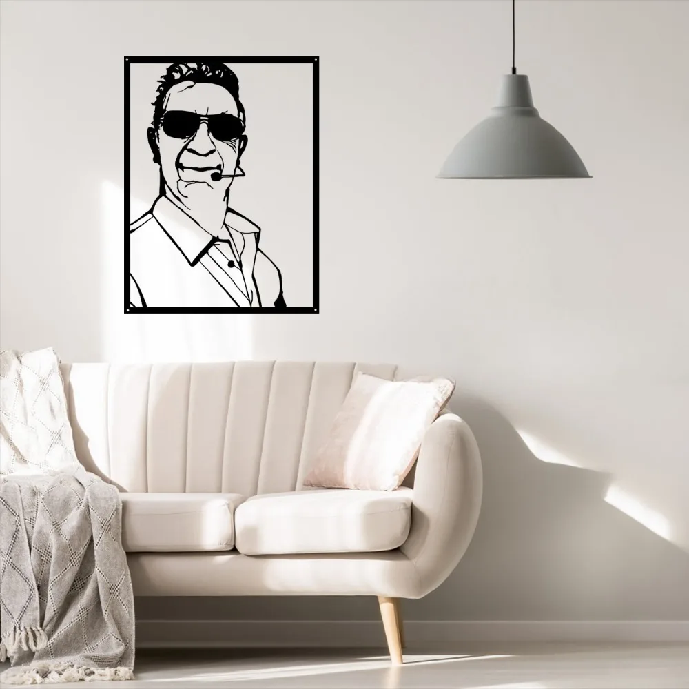 [2D Flat] Custom Man Portrait Metal Plaque, Photo To Black Line Art Personalized Male Wall Decor (Only For Decoration)