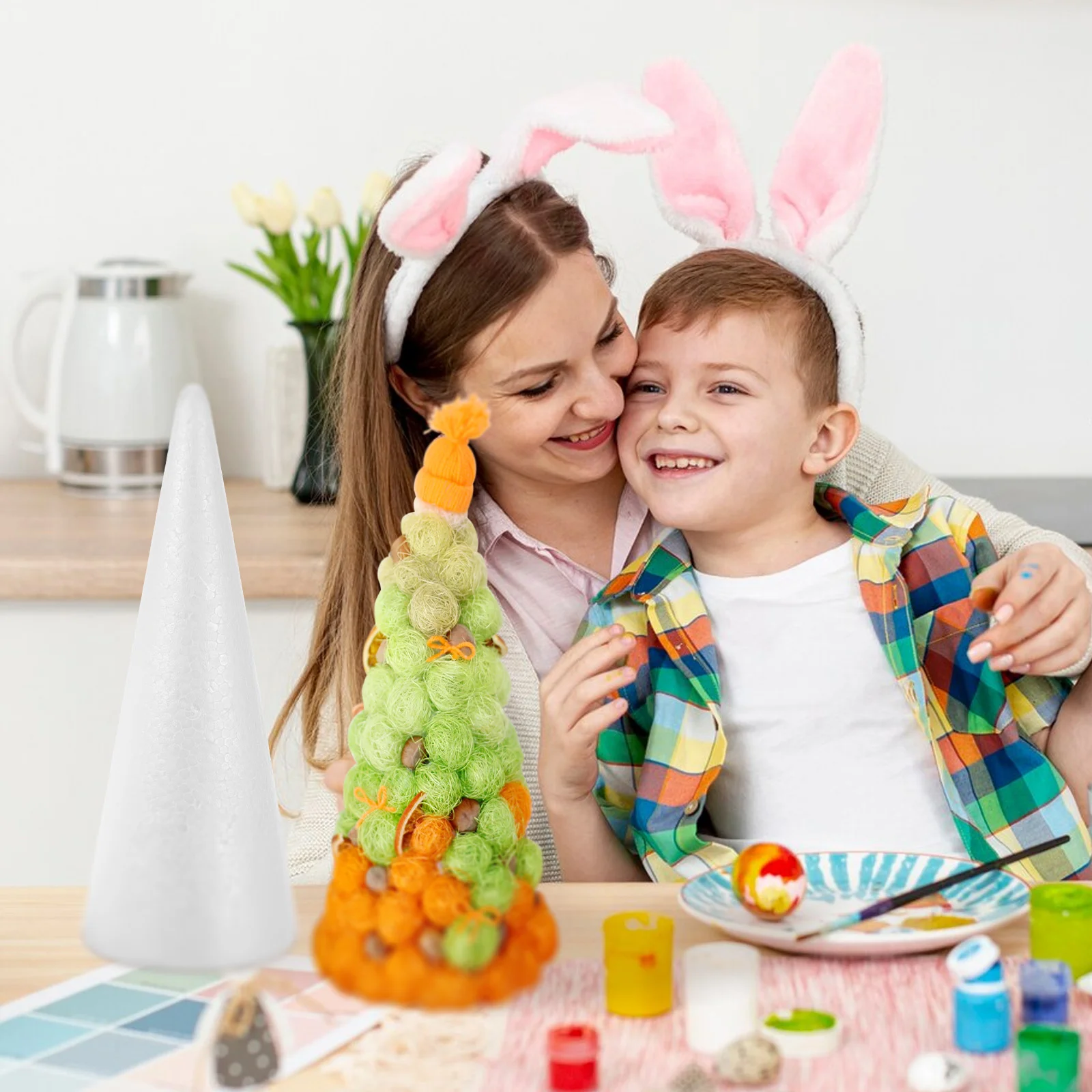 2 pezzi fatti a mano cono solido bianco per bambini accessori cono artigianale fai da te cono per la casa per ornamento artigianale di Natale