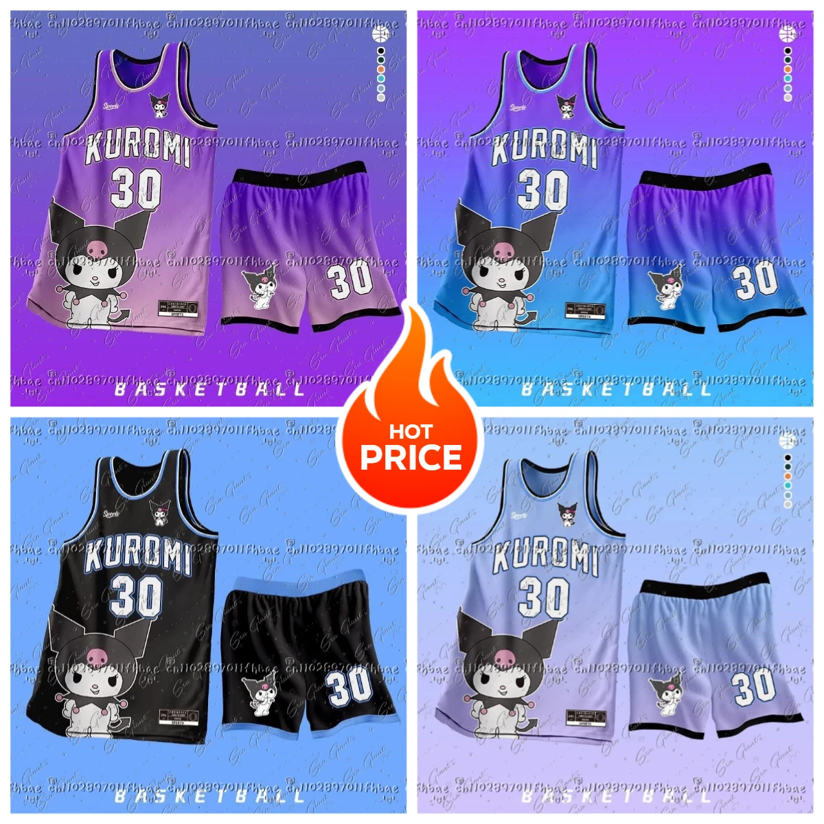 

25-26 Kuromi Basketball Sets Boys Girls Adult Jersey 3d Print Competition Sportswear Suit Sleeveless Men Women Training Uniform