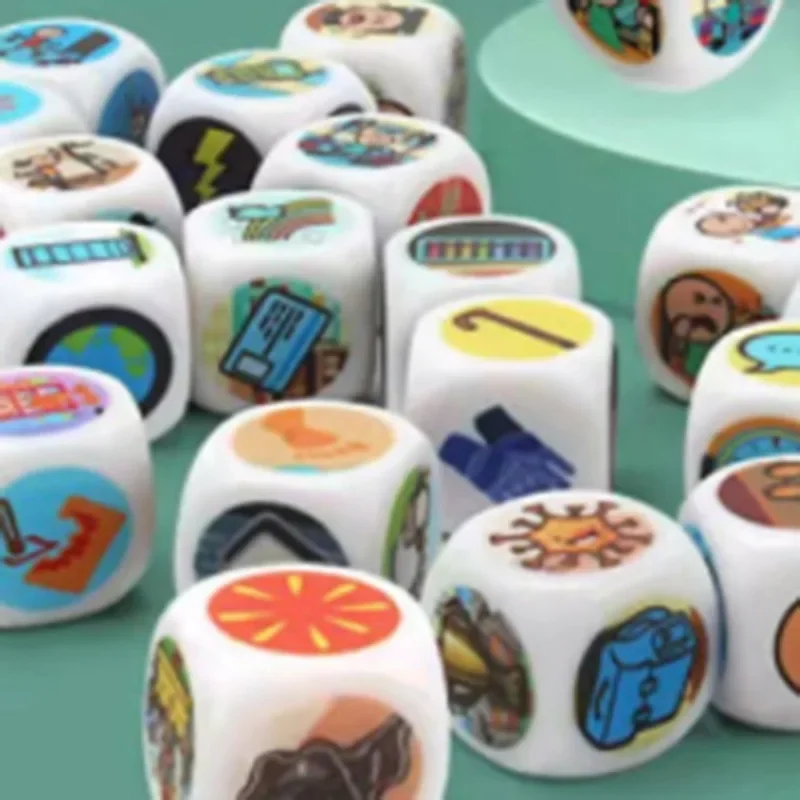 9 Pcs/set  Telling Story Dice Game Family/Parents/Party Funny Imagine Magic Toys 2cm Multicolor Pattern Dice