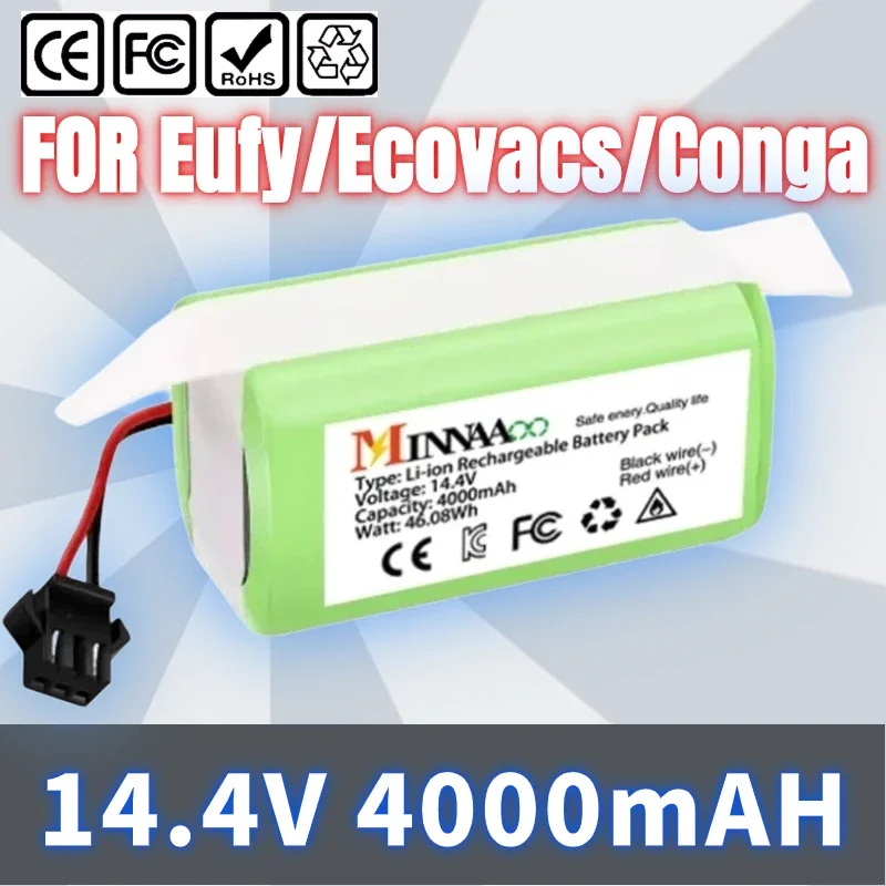 

14.4V Replacement Li-ion Battery Pack for Conga Excellence 990 1090 Ecovacs Deebot N79S N79 Eufy Robovac 11S 12 15C