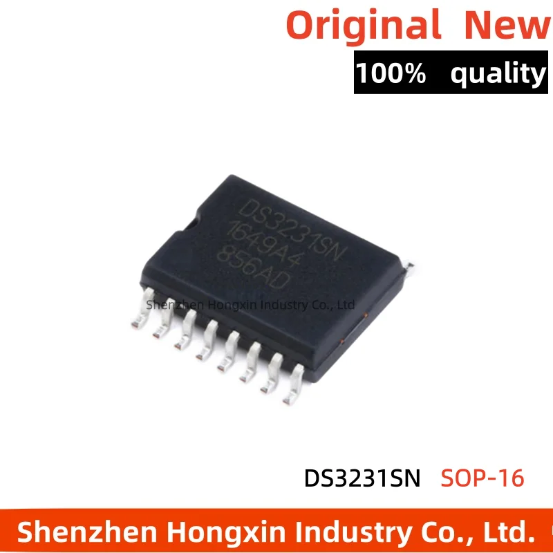 5 pieces of DS3231SN#T&R Real-Time Clock IC with TCXO, I2C 2-wire Serial Interface, SOP-16 Package
