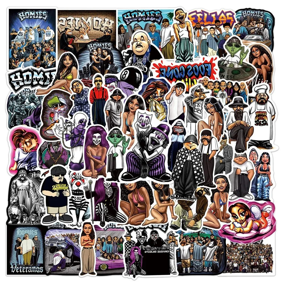 100PCS Rap Greeting Homies Graffiti Stickers Fun Brother Friend Cartoon Sticker for Phone Computer Stationery DIY Toys Secret