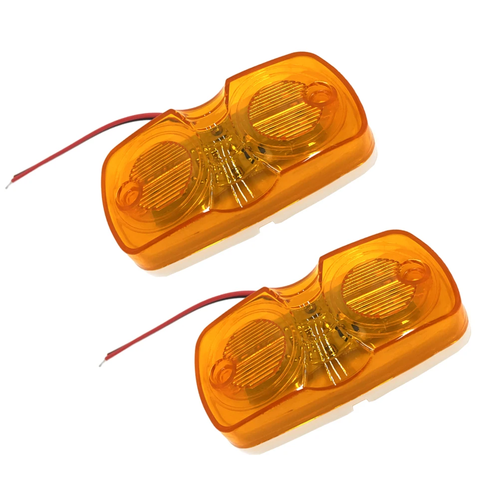 

2PCS Car External Light Warning Tail Lamp LED Side Marker ABS Light Yellow Light 12LED Side Marker Light