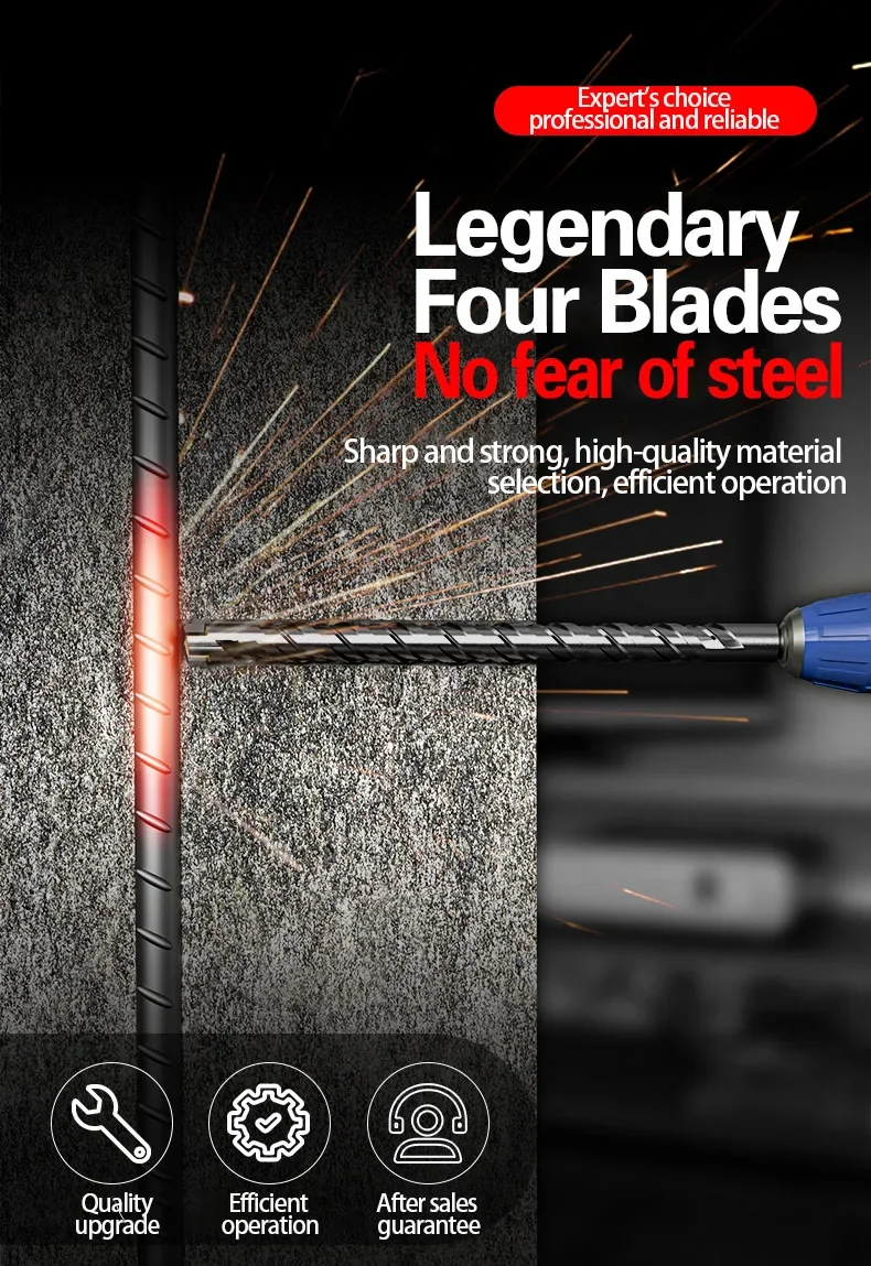 Foret à béton SDS Plus, pointes croisées, 4 couteaux, bloc de brique mural de 150mm, marteau électrique, forets de maçonnerie