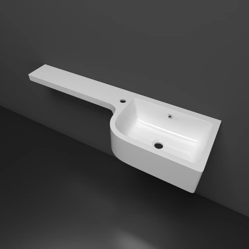 

Modern compact wall-mounted bathroom sink, durable artificial stone irregular washbasin