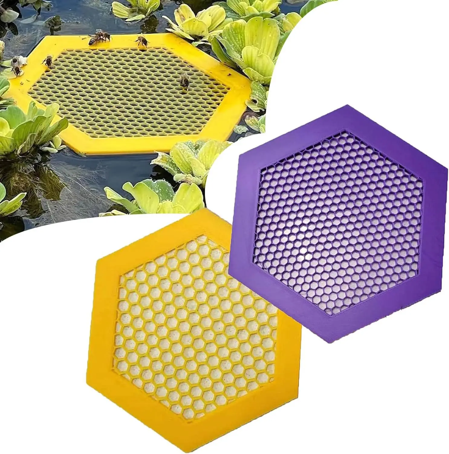 5pcs Printed Floating Bee Island, Bee Waterer Bee Insect Drinking Tray Beehive
