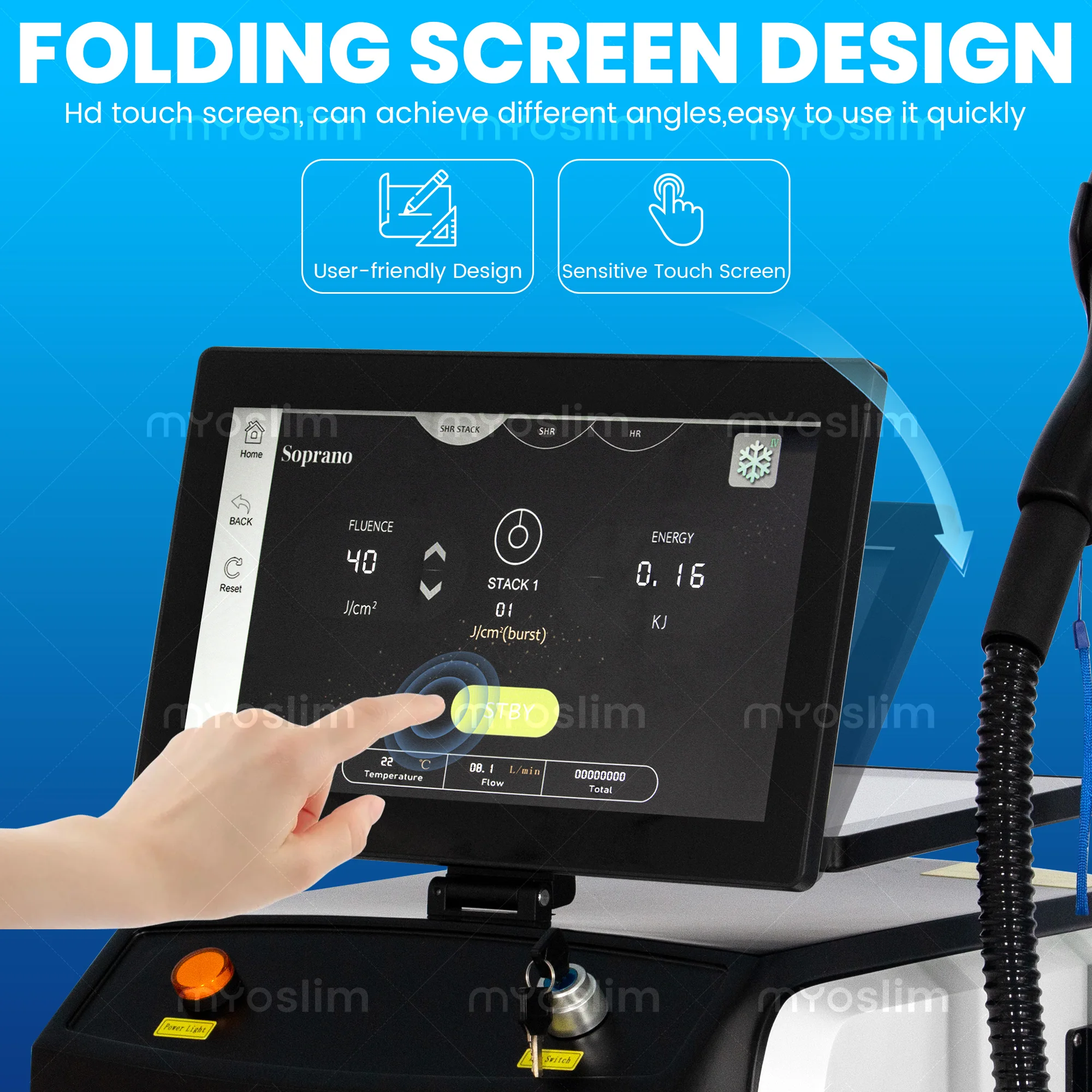 6 Wavelength Diode  Hair Removal Machine Technology Sapphire Ice Cooling Foldable HD Touch Screen