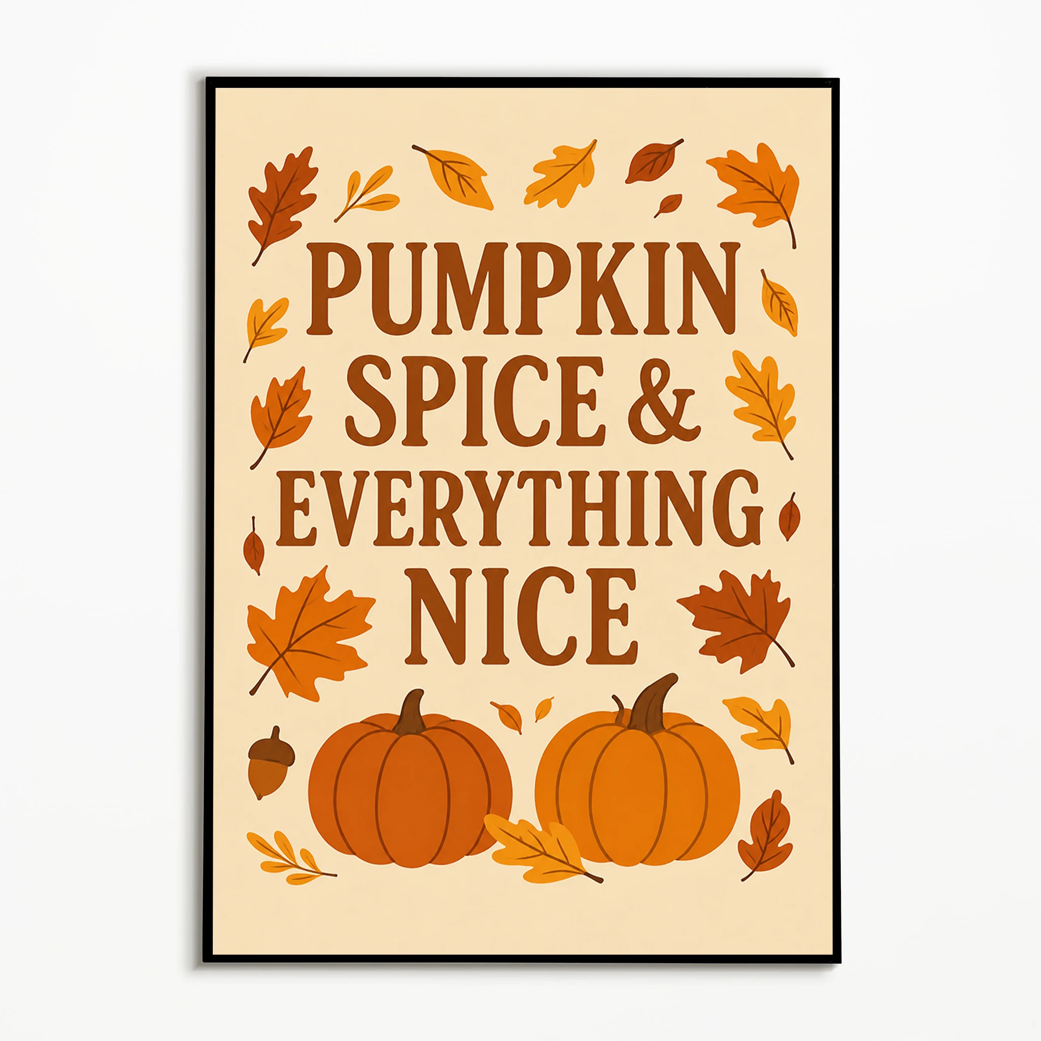 1PC Hello Fall Poster Thanksgiving Pumpkin Spice Wall Art  Minimalist Maple Leaf Coffee Canvas Printing Fall Gift Kitchen Decor