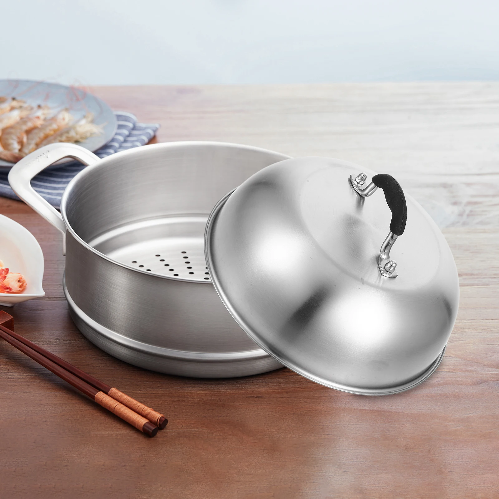 

Stainless Steel Cover Metal Steamer Lid Lightweight Dome Lid for Griddle Basting Splatter Guard Steamer Soup Covers