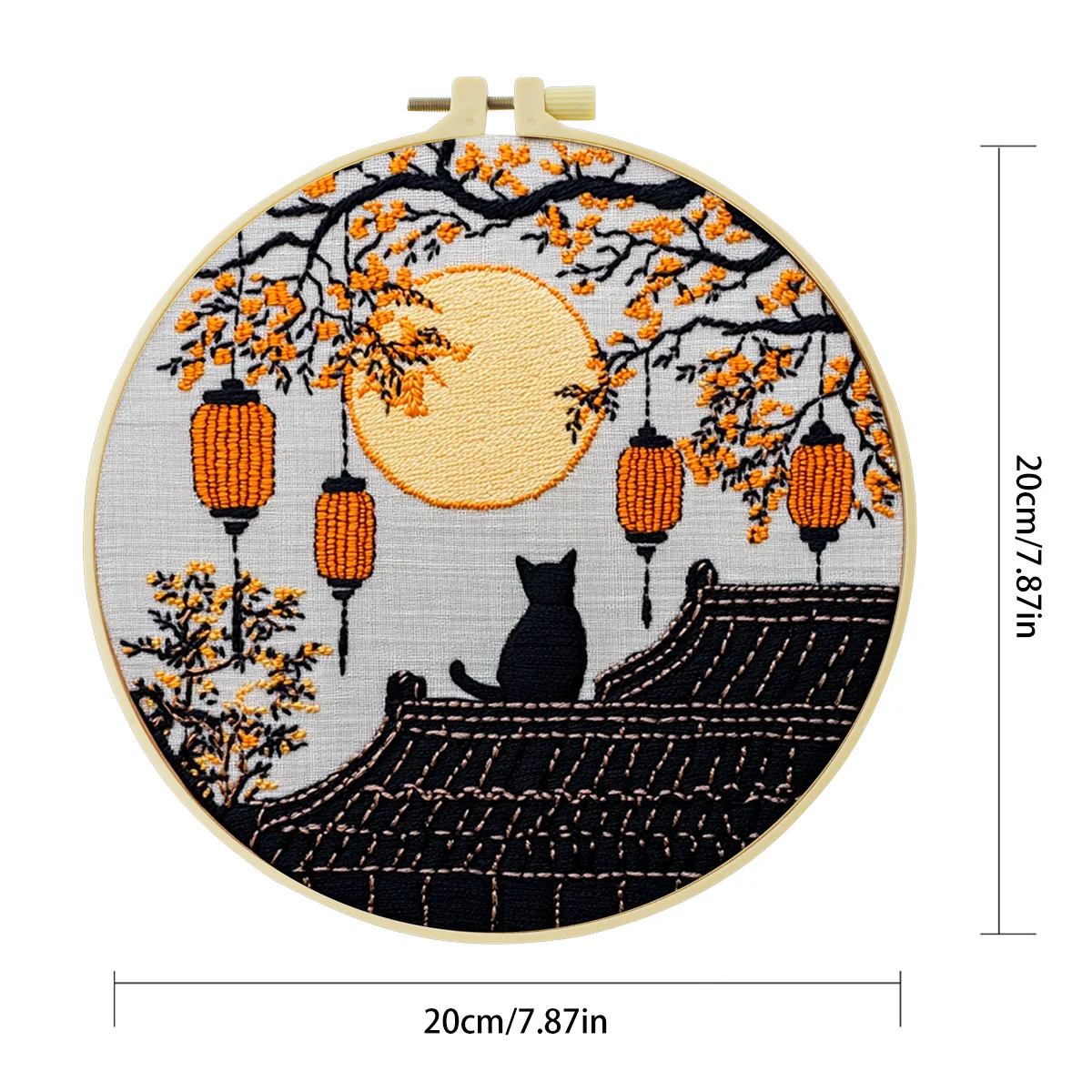 1 Stück 20X20CM/15X15CM 7,87/6,3 Zoll „Die Katze auf der Dachtraufe“ Stickerei-Starter-Kit DIY-Kit DIY-Stickerei-Kit Handarbeiten – Detail 5