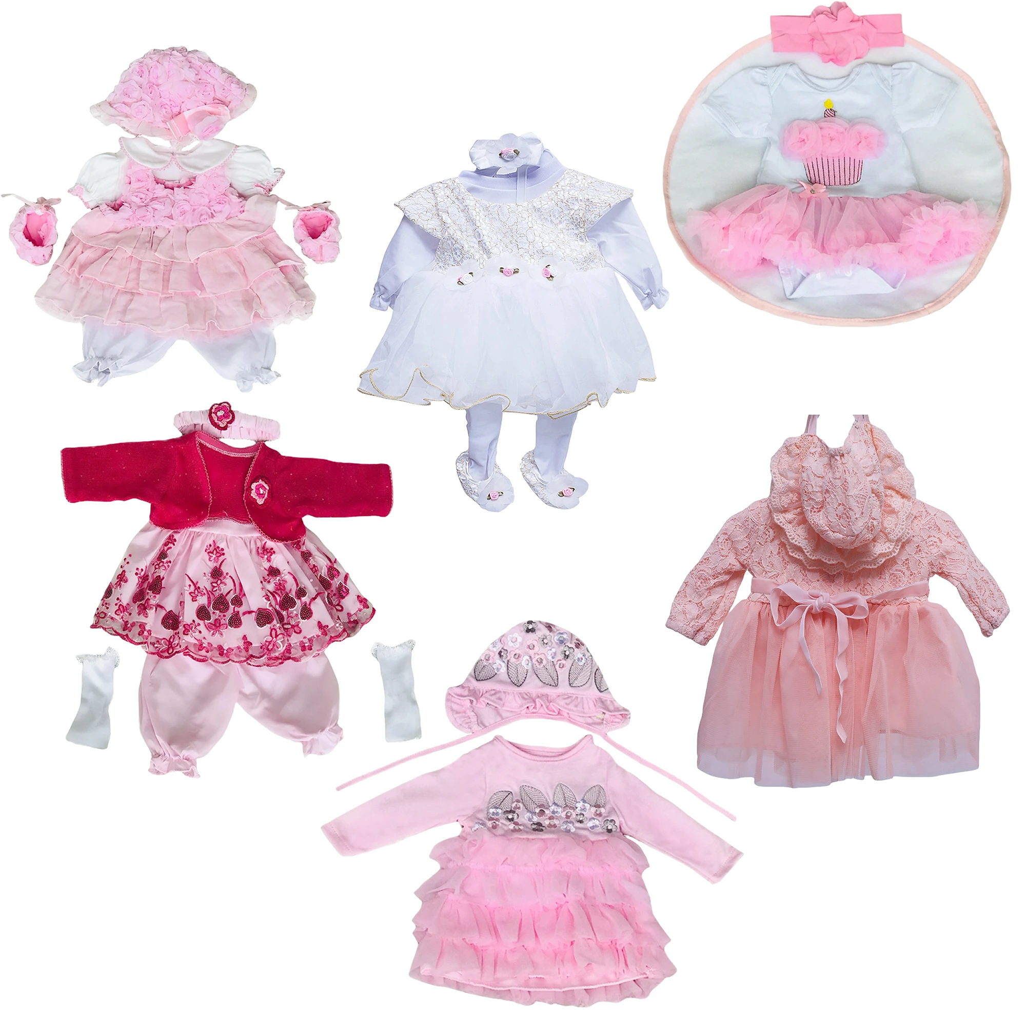 

Attyi Reborn Baby Girl Doll Dress for 20-22inch Reborn Baby Silicone Doll Clothing Set одежда для барби