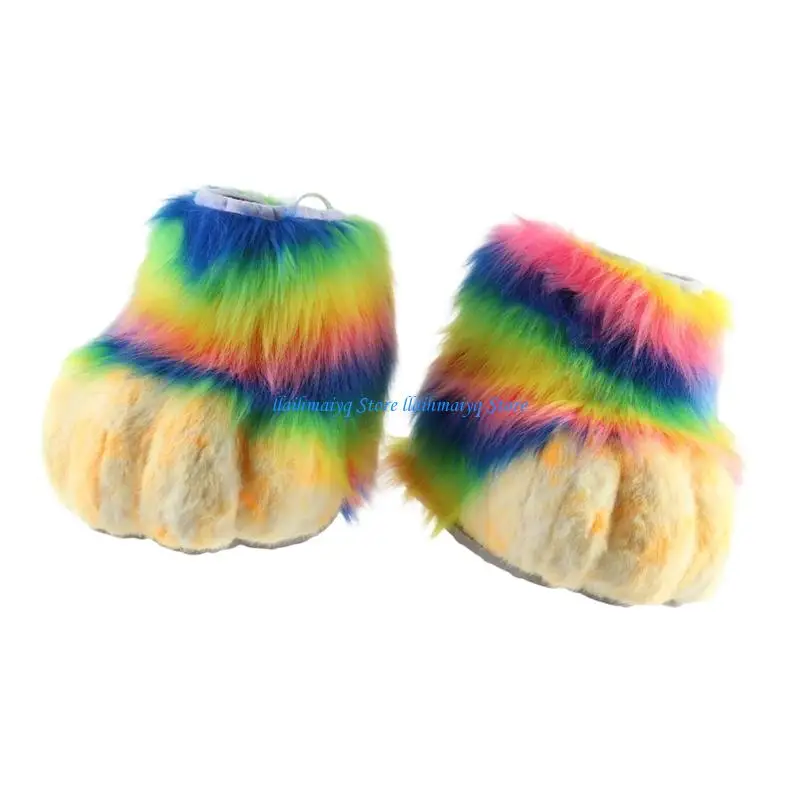 573B Cats Wolf Dog Foxes Fursuit Feet Paws Claw Shoes Animal Fuzzy Slippers