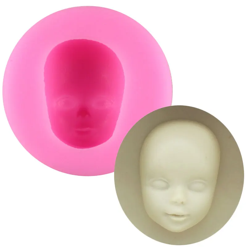 3D Cute Doll Head Face Silicone Mold DIY Party Fondant Molds Sugarcraft Cake Decorating Tools Chocolate Moulds Candy Clay Mould