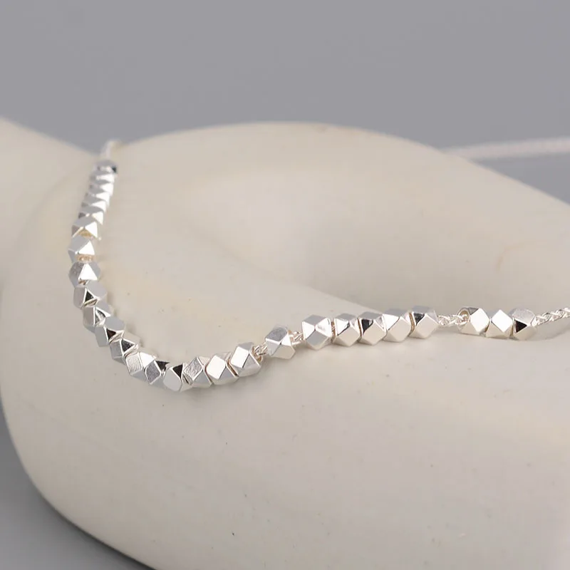 925 Sterling Silver Square Lấp Lánh Chuỗi Vòng Cổ Cho Phụ Nữ Thời Trang Hợp Thời Trang Chocker Đồ Trang Sức Mỹ Wedding Party Món Quà Sinh Nhật