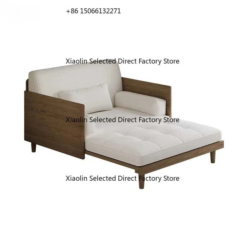 

sofa bed Solid wood single folding living room ash wood pull-out retractable bed