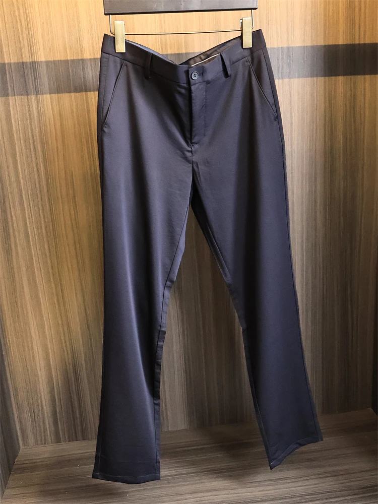 

Silky Drapey Glossy Men's Casual Pants Faionable Straight Leg Spring Summer G-Brand Tagl Trousers Urban Sle Youthwear