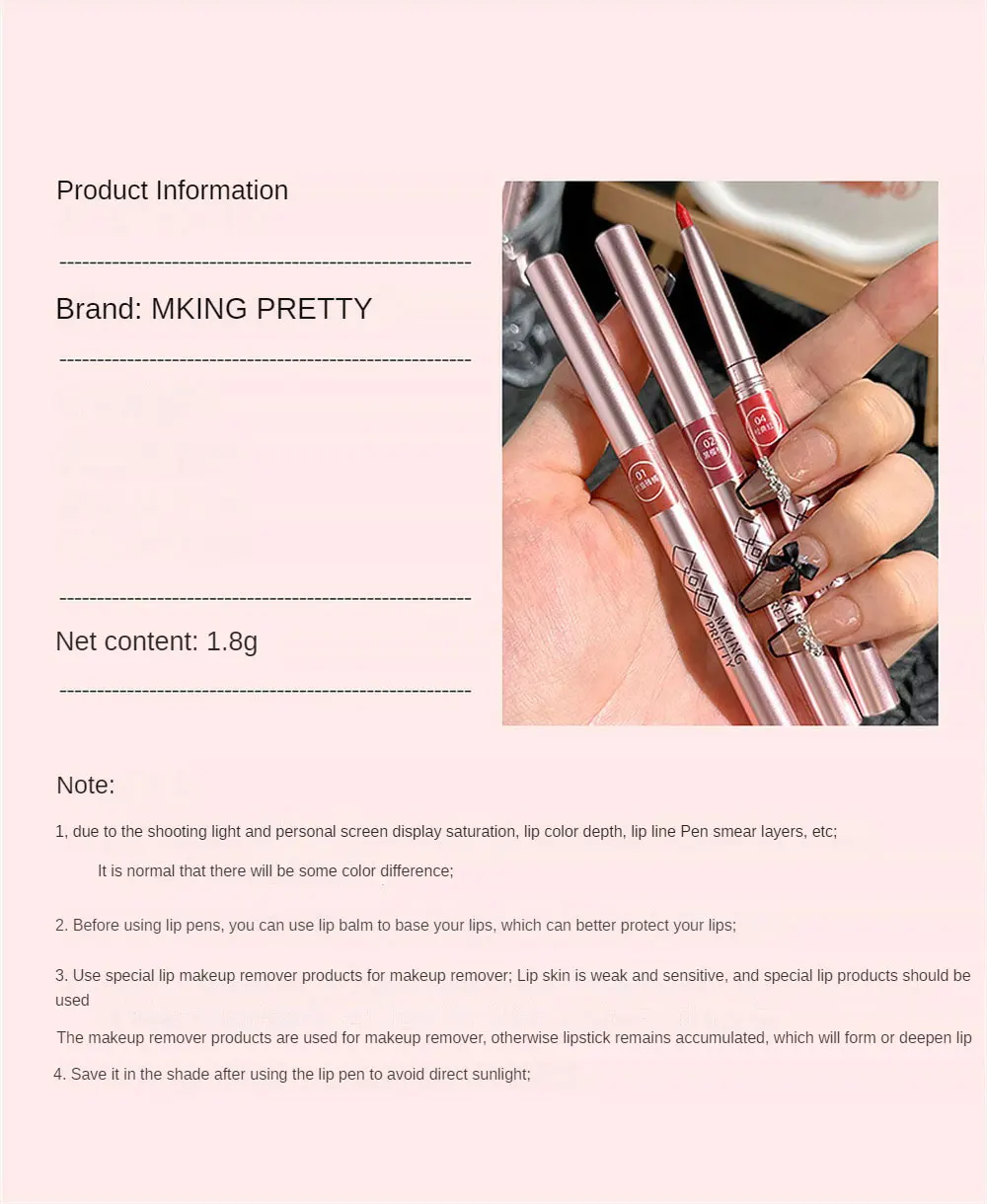 Automatic Rotary Lip Liner Easy Makeup Colour Lipstick Pencil Waterproof Long-lasting Matte Lipsticks Portable Girls Cosmetics