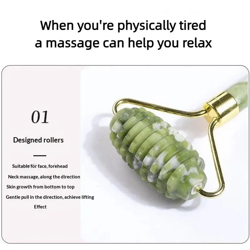1/2 Stück Natürlicher Jade-Roller Gua Sha Stein-Massagegerät für Gesicht, Hals, Körper und Augenpflege Spa-Lifting-Tools – Detail 8