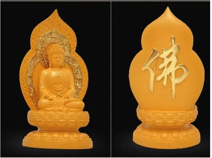 

19CM TALL # Greco-Buddhist HOME OFFICE Talisman efficacious Protection # Southeast Asia GOLDEN Amitabha Buddha statue-FREE SHIP