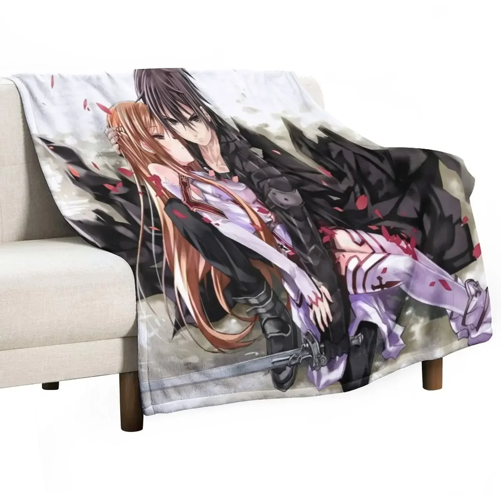 

Sword Art Online - kirito and asuna Throw Blanket Blankets For Sofas Soft Giant Sofa Blankets For Baby Blankets