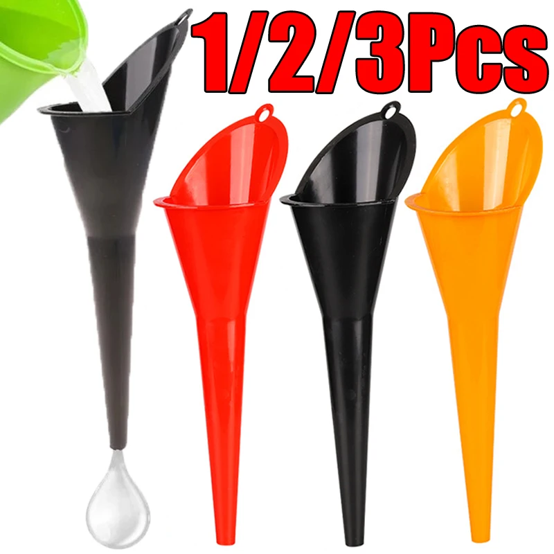 Anti-splash Mixed Color Car Long Stem Funnel Plastic Funnel Gasoline Oil Fuel Filling Tool Motorcycle Refueling Auto Accessories