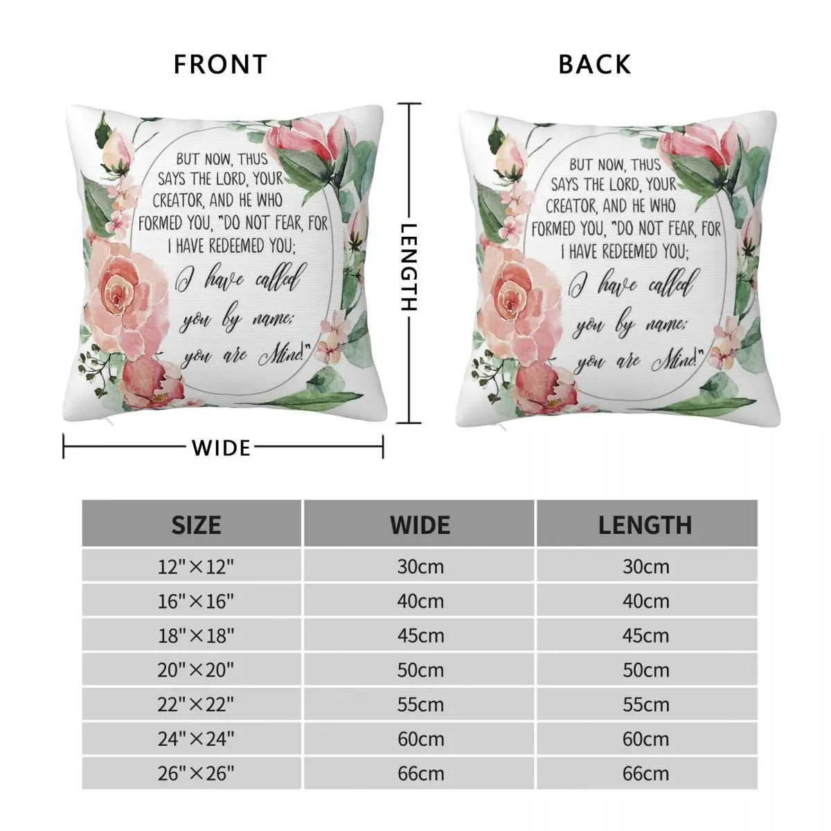 Isaiah Fear Not For I Have Redeemed You Square Pillowcase Polyester Linen Velvet Pattern Zip Decor Pillow Case Home Cushion Case