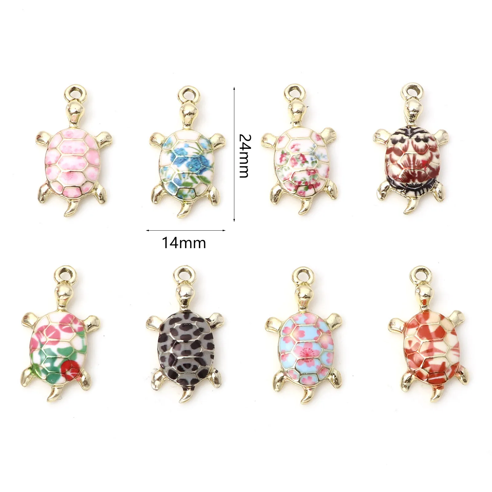 10PCs Enamel Animal Ocean Sea Turtle Charms Multicolor Pendant DIY Jewelry Necklace Bracelets Metal Pendants Jewelry 24mm x 14mm