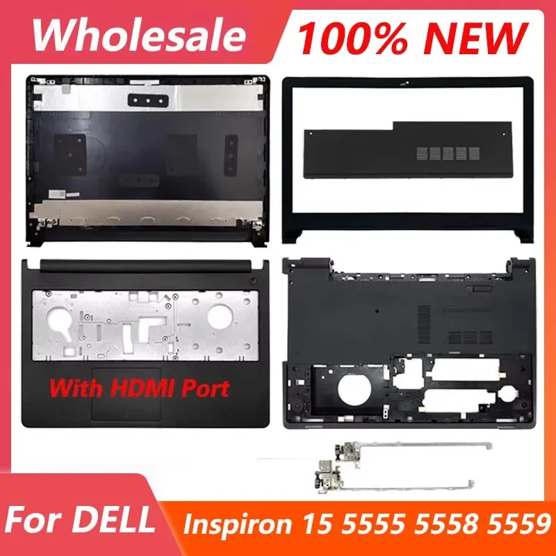 

Новый чехол без сенсорного экрана для Dell Inspiron 15 5555 5558 5559, задняя крышка ЖК-экрана, передняя панель, упор для рук, нижняя нижняя часть корпуса, петли 15,6 дюйма