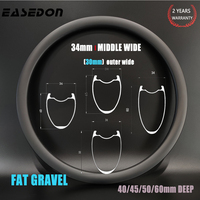 Fat Carbon Rim 30mm Wide 34mm Middle 700C Road Bike 40/45/50/60 Deep Tubeless Hook Symmetry 23mm Inner Bicycle Wheel Disc Brake