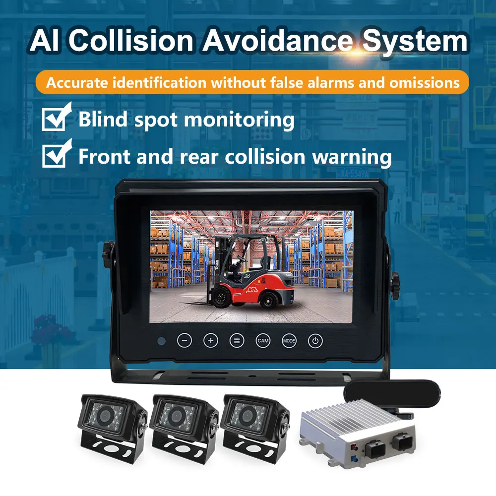 SABO Alarm Forklift Backup Camera Collision Alert Pedestrian Detection System Blind Zone Monitoring For Truck Forklift