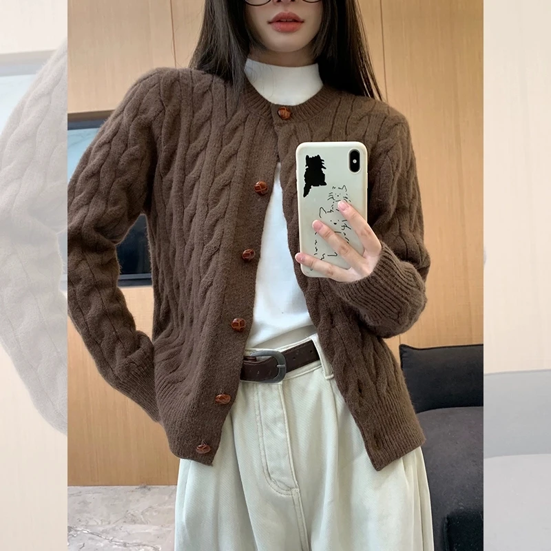 

Свободный вязаный длинный женский кардиган-пальто, синий витой трикотаж, удобный корейский осенний топ, Новое поступление