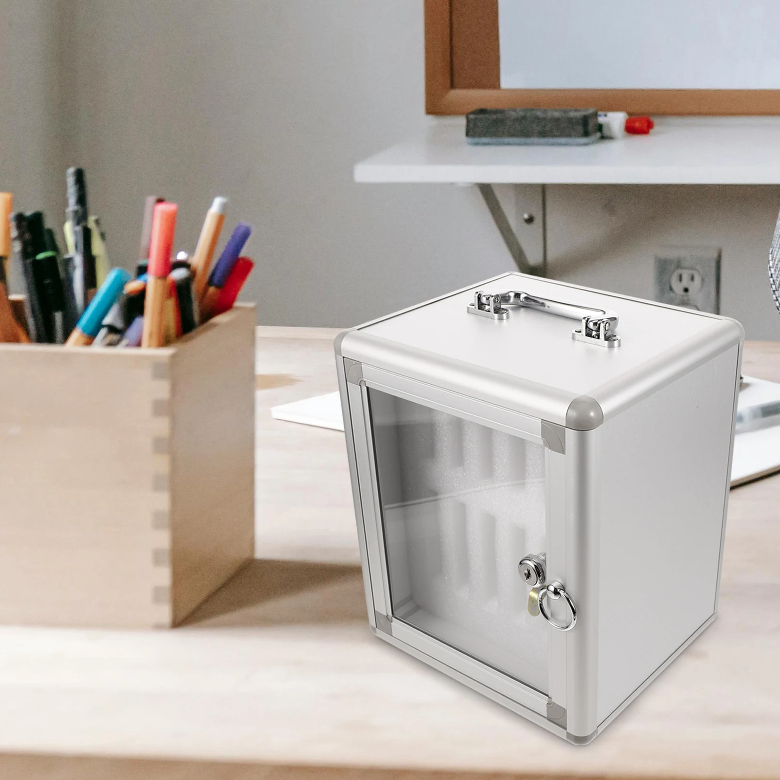 صندوق تخزين متنقل معدني صندوق قفل الهاتف الخليوي منظم متعدد الفتحات لخزانة الهاتف في الفصل الدراسي والمكتب #6